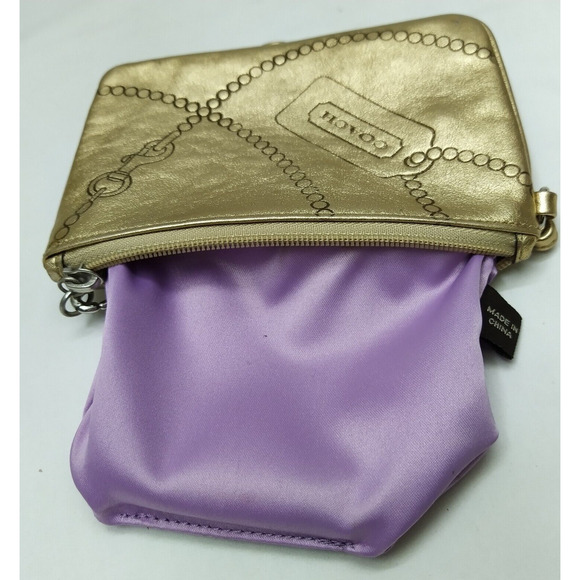 Coach Metallic Gold Zipper Closure Wristlet - Coin Wallet - Picture 10 of 11